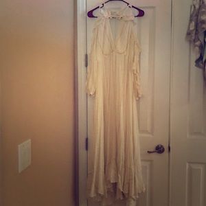 Free People cream and gold lurex maxi dress